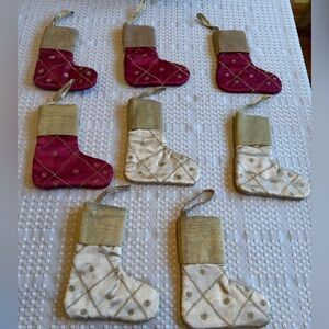 Christmas - Set of 8 - Red & Gold Stocking Utensils Holders / Decorations